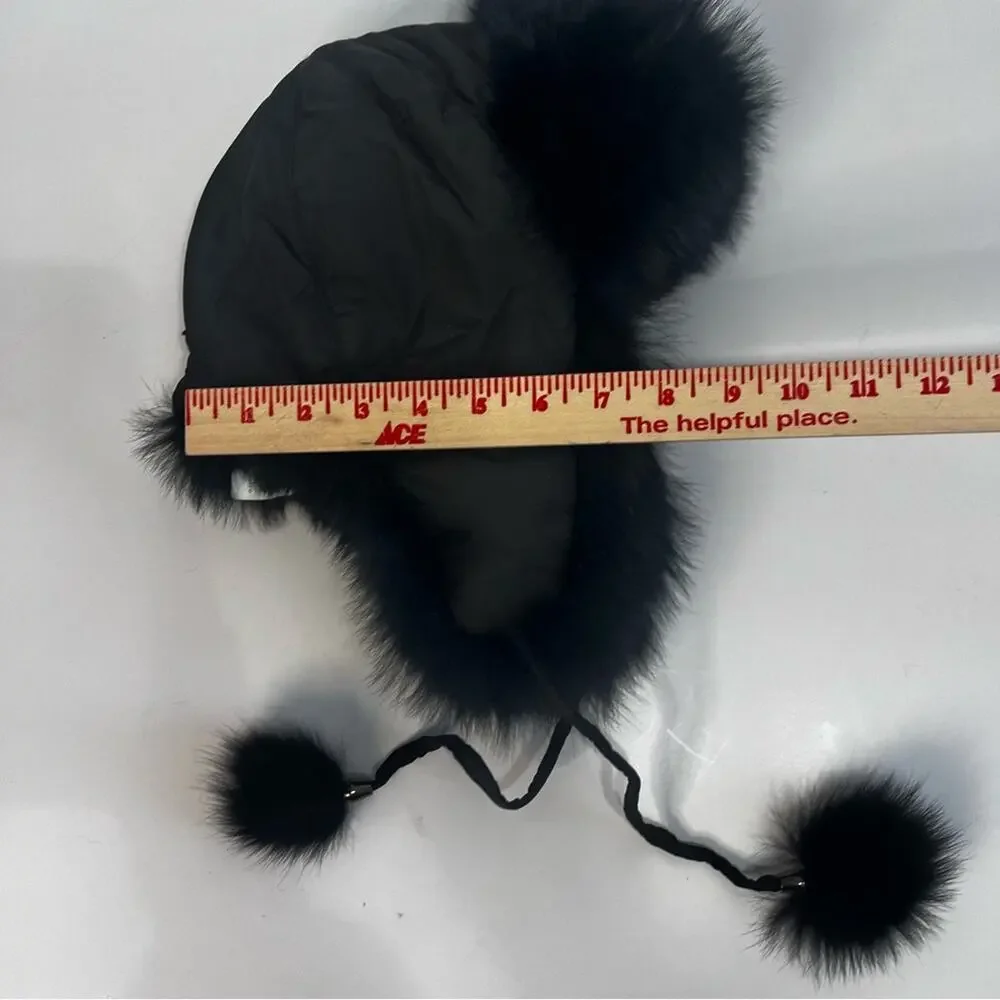 Pajar Canada Black Fur Trapper Hat | Origin Assured Fur Saga Furs | O/S  | Poms
